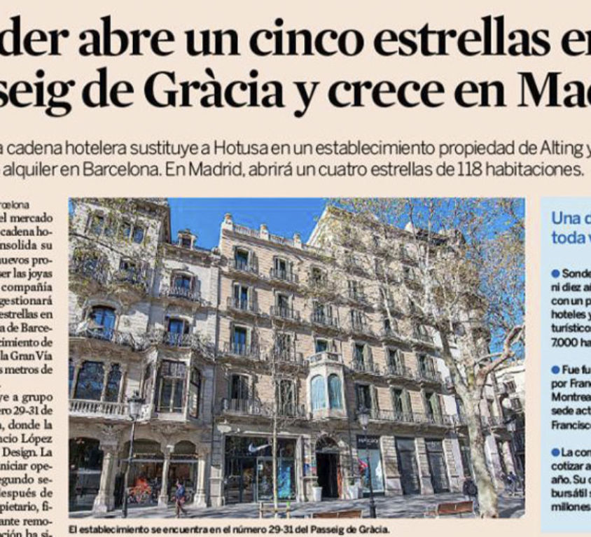 Alting Sonder hotel 5 estrellas Passeig de Gràcia - Expansión 21.04.2022