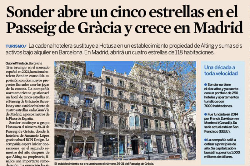 Alting Sonder hotel 5 estrellas Passeig de Gràcia - Expansión 21.04.2022