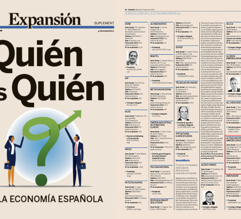 Alting en el suplemento Quién es Quién en la Economía española del diario Expasión 2023