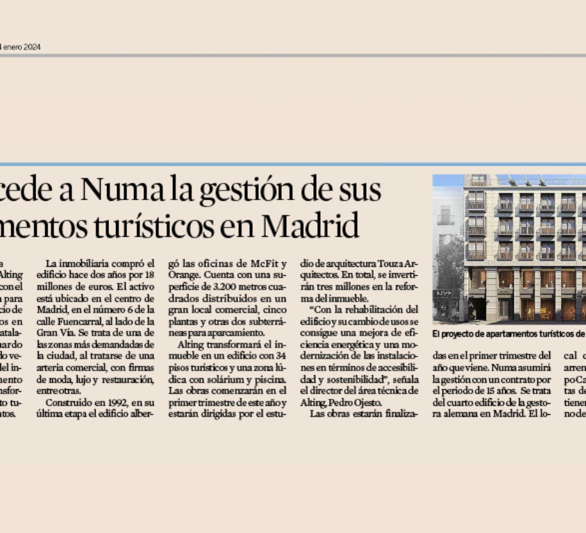 Hotel Fuencarral 6 Numa - Activos Alting en expansión