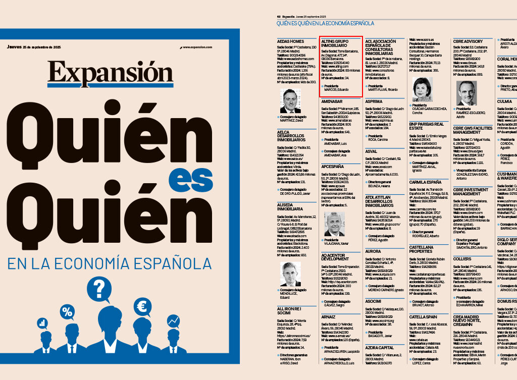 Alting Grupo Inmobiliario - Empresa del sector inmobiliario destacado en el Quién es Quién del diario Expansión.