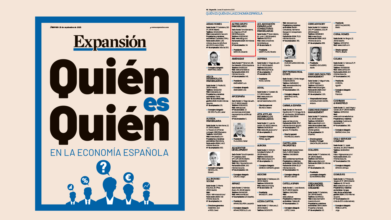 Alting Grupo Inmobiliario - Empresa del sector inmobiliario destacado en el Quién es Quién del diario Expansión.
